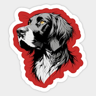 Stunning and Cool German Longhaired Pointer Monochrome and Gold Portrait for Father's Day Sticker